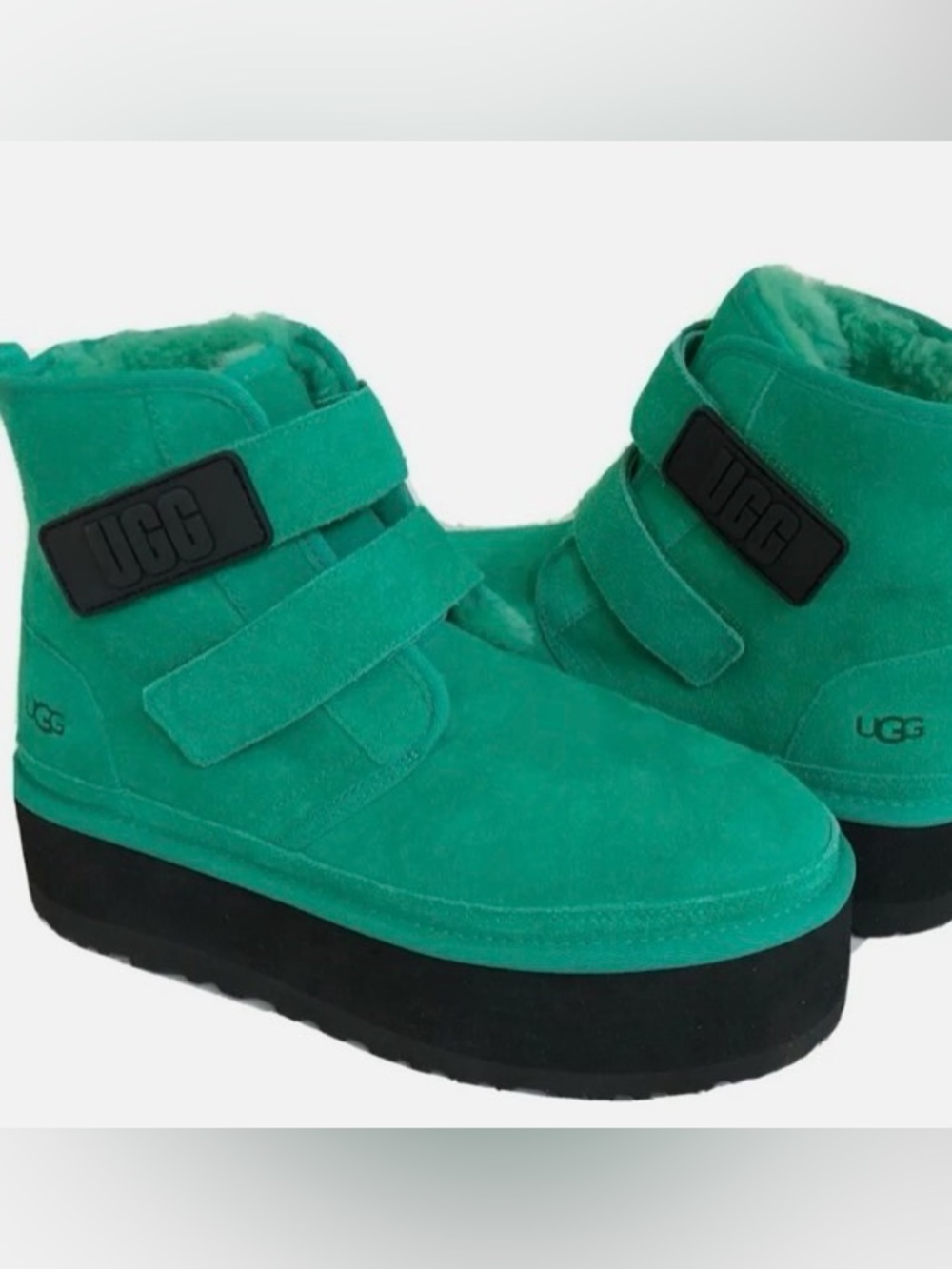 UGG Kids Teal Suede Velcro Ankle Boots